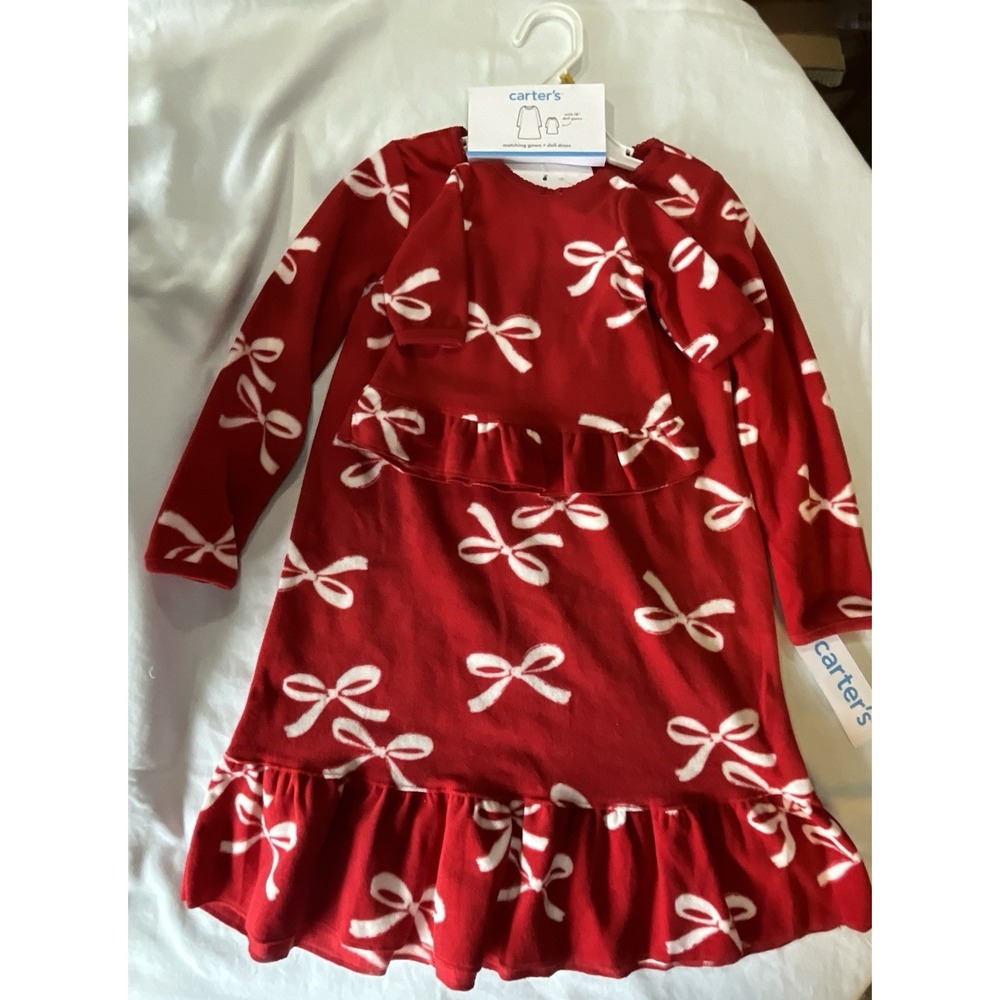 Carter's Red And White Girls‎ Matching Gown And Doll Set - Size 3T